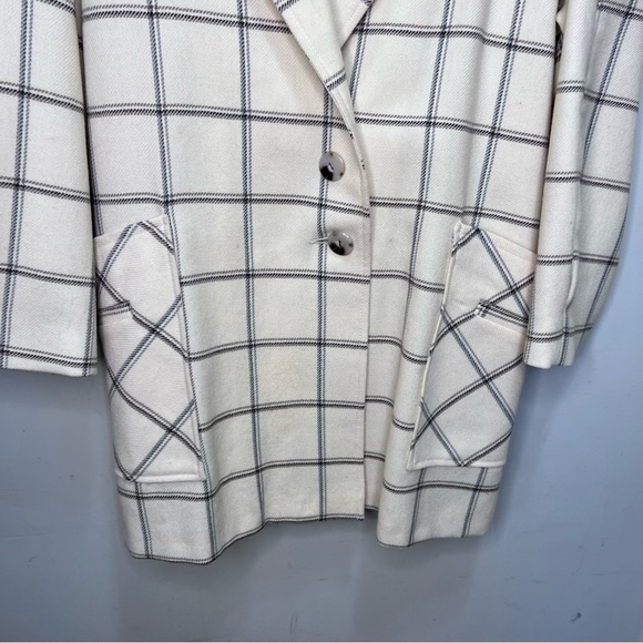 Vintage Yellow Academia Longline Wool Plaid Windowpane Blazer Classic - Picture 3 of 16
